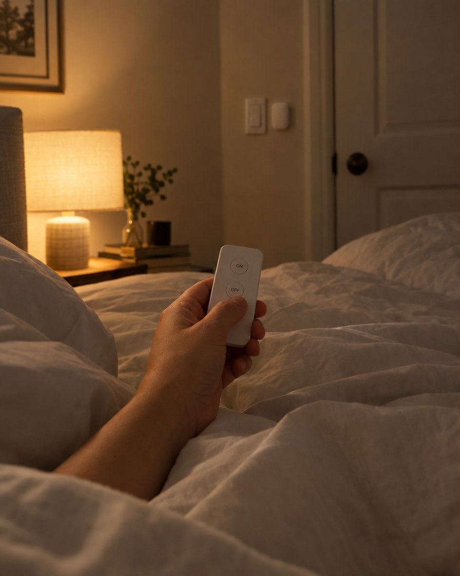 Turning the light off from bed with the Bedswitch remote